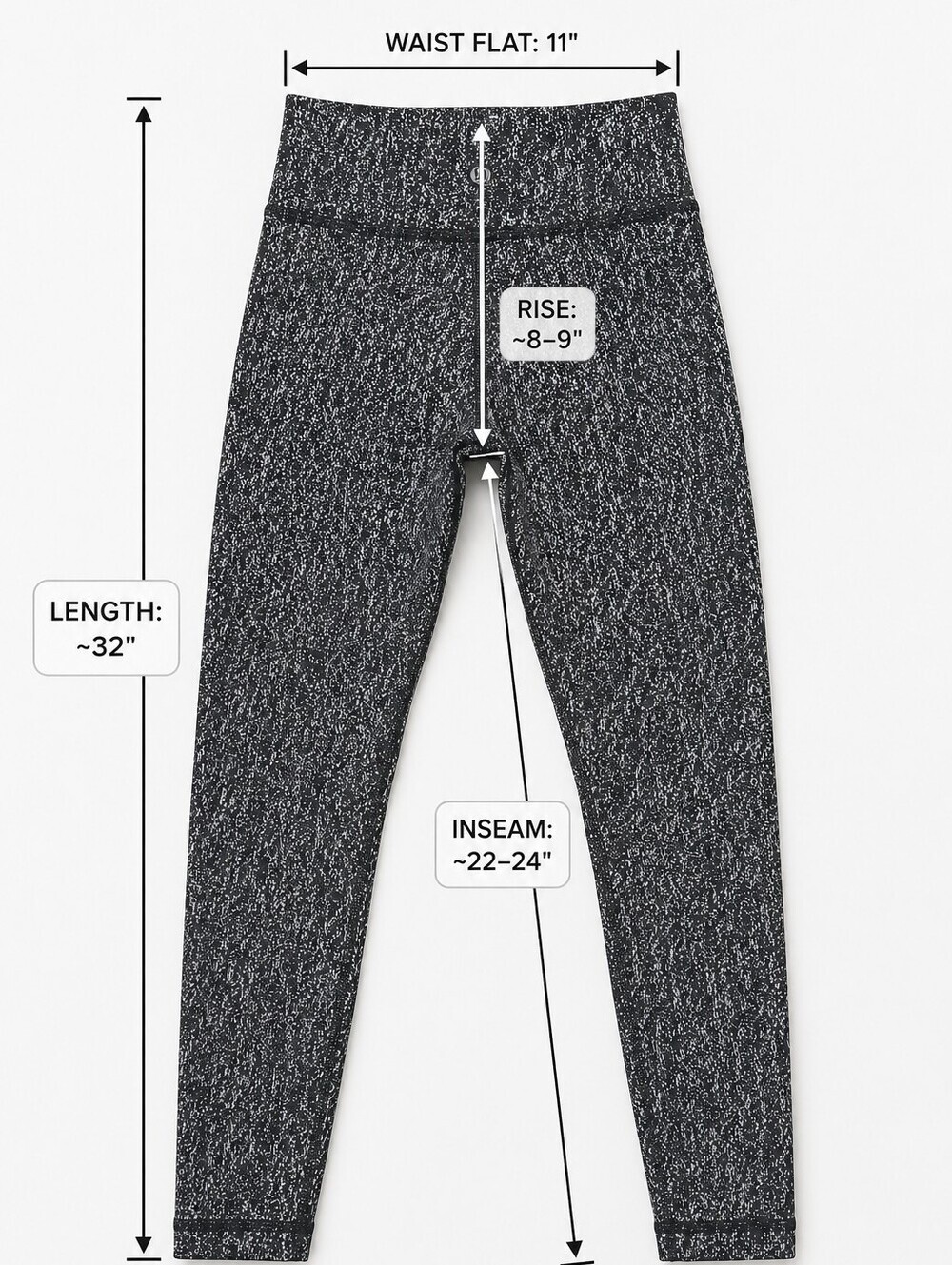 Lululemon Wunder Under Leggings Black & White Print Size 4 - 11"×32" - Picture 3 of 7